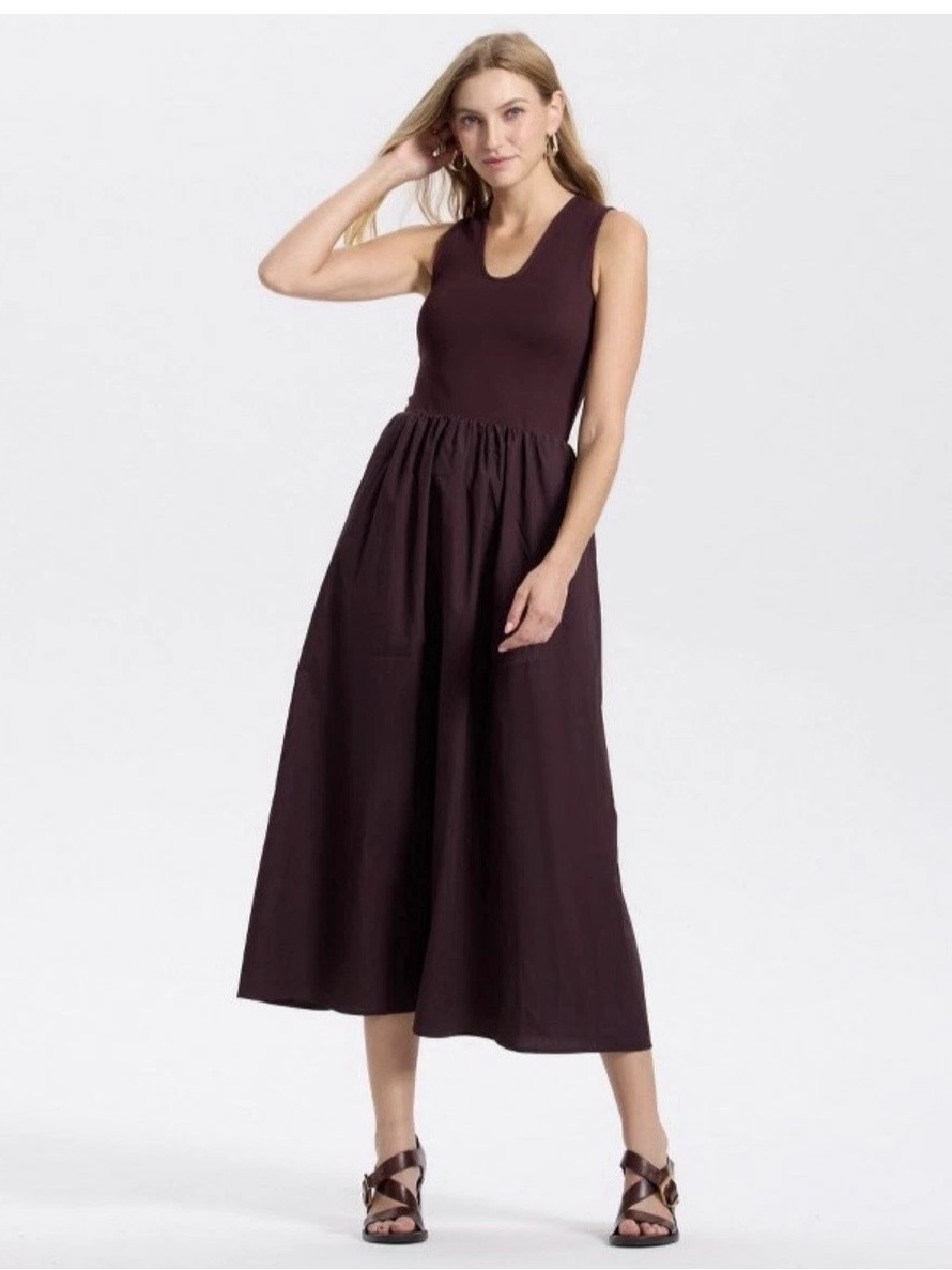 Women's Nwt Sleeveless Flowy A-Line Midi Dress In Dark Purple- Small- A New Day